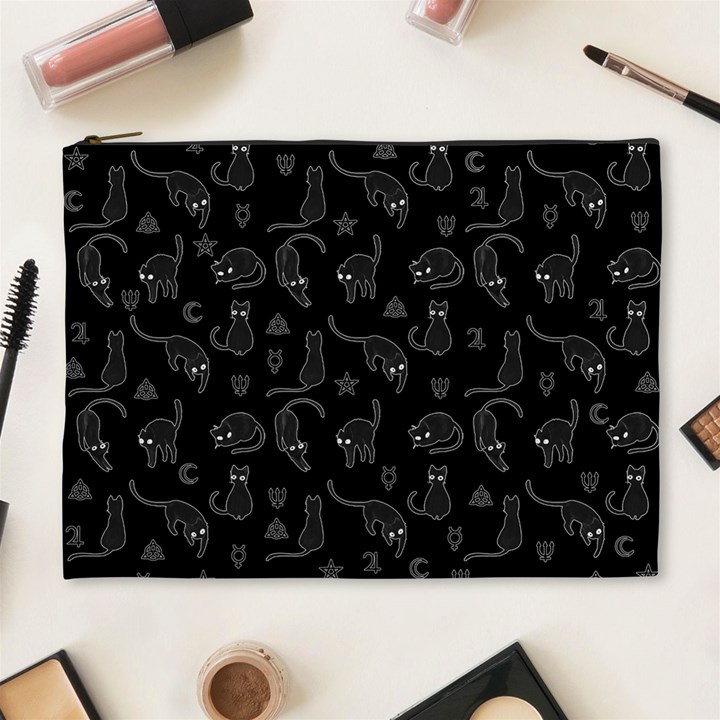 Black cats and witch symbols pattern Cosmetic Bag (XL)