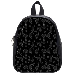 Black Cats And Witch Symbols Pattern School Bags (small)  by Valentinaart