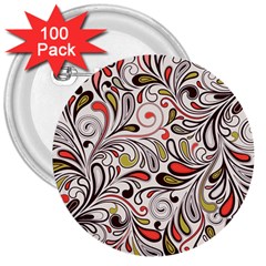 Colorful Abstract Floral Background 3  Buttons (100 Pack)  by TastefulDesigns