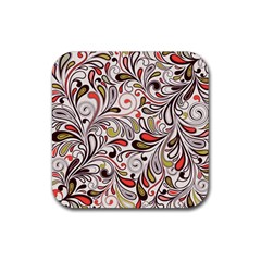 Colorful Abstract Floral Background Rubber Coaster (square)  by TastefulDesigns