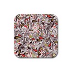 Colorful abstract floral background Rubber Coaster (Square)  Front