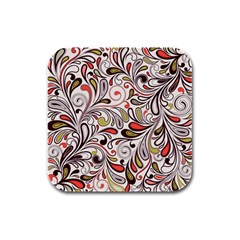 Colorful Abstract Floral Background Rubber Square Coaster (4 Pack)  by TastefulDesigns