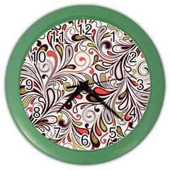 Colorful Abstract Floral Background Color Wall Clocks by TastefulDesigns