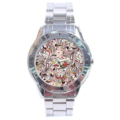 Colorful Abstract Floral Background Stainless Steel Analogue Watch by TastefulDesigns