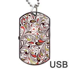 Colorful Abstract Floral Background Dog Tag Usb Flash (two Sides) by TastefulDesigns