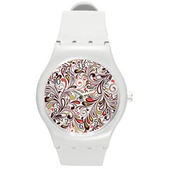 Colorful Abstract Floral Background Round Plastic Sport Watch (m) by TastefulDesigns