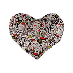 Colorful Abstract Floral Background Standard 16  Premium Flano Heart Shape Cushions by TastefulDesigns