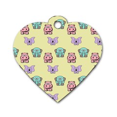 Animals Pastel Children Colorful Dog Tag Heart (One Side)