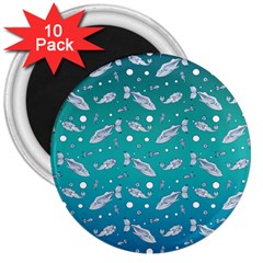 Under The Sea Paisley 3  Magnets (10 Pack) 