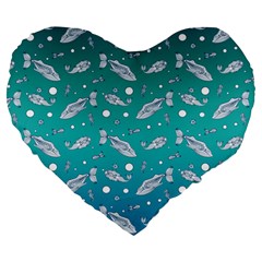 Under The Sea Paisley Large 19  Premium Heart Shape Cushions