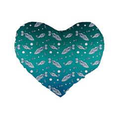 Under The Sea Paisley Standard 16  Premium Flano Heart Shape Cushions