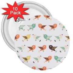 Assorted Birds Pattern 3  Buttons (10 Pack)  by linceazul