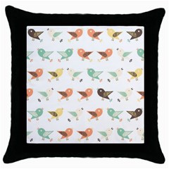 Assorted Birds Pattern Throw Pillow Case (black) by linceazul