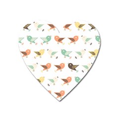 Assorted Birds Pattern Heart Magnet by linceazul