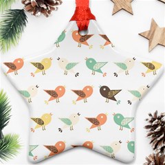 Assorted Birds Pattern Star Ornament (two Sides) by linceazul