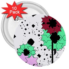 Star Flowers             3  Button (10 Pack) by LalyLauraFLM