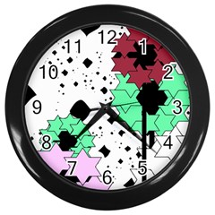 Star Flowers             Wall Clock (black) by LalyLauraFLM