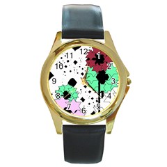 Star Flowers             Round Gold Metal Watch by LalyLauraFLM