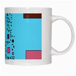 Squares on a blue background            White Mug Right