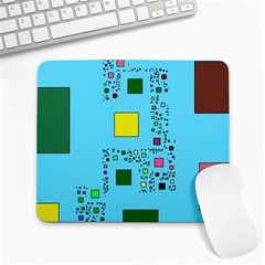 Squares On A Blue Background            Large Mousepad by LalyLauraFLM