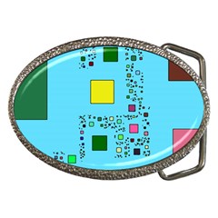 Squares On A Blue Background            Belt Buckle by LalyLauraFLM