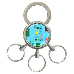 Squares On A Blue Background            3-ring Key Chain by LalyLauraFLM