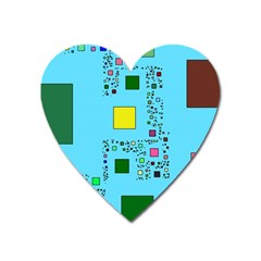 Squares On A Blue Background            Magnet (heart) by LalyLauraFLM