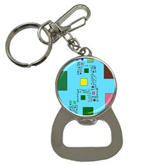 Squares On A Blue Background            Bottle Opener Key Chain by LalyLauraFLM