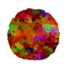 Colorful Shapes       Standard 15  Premium Flano Round Cushion by LalyLauraFLM