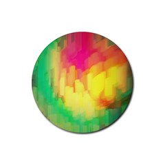 Pastel Shapes Painting            Rubber Round Coaster (4 Pack) by LalyLauraFLM