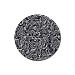 Modern Intricate Optical Rubber Round Coaster (4 Pack)  by dflcprints