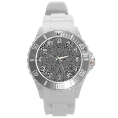 Modern Intricate Optical Round Plastic Sport Watch (l) by dflcprints