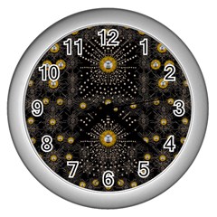 Lace Of Pearls In The Earth Galaxy Pop Art Wall Clocks (silver)  by pepitasart