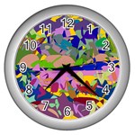 Shapes in retro colors              Wall Clock (Silver) Front