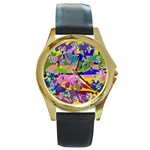 Shapes in retro colors              Round Gold Metal Watch Front