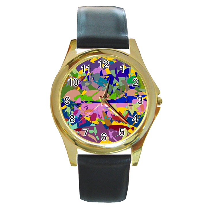 Shapes in retro colors              Round Gold Metal Watch