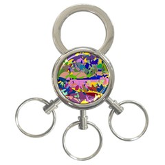 Shapes in retro colors              3-Ring Key Chain