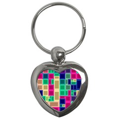 Rectangles And Squares              Key Chain (heart) by LalyLauraFLM