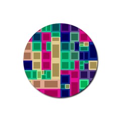 Rectangles And Squares              Rubber Coaster (round) by LalyLauraFLM