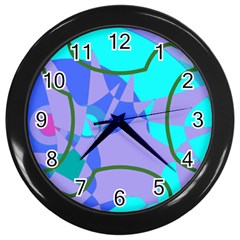 Purple Blue Shapes              Wall Clock (black) by LalyLauraFLM