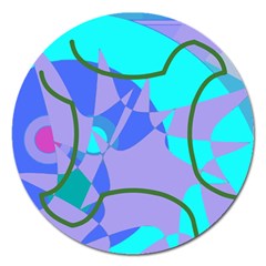 Purple Blue Shapes              Magnet 5  (round) by LalyLauraFLM