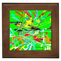 Colorful Painting On A Green Background              Framed Tile by LalyLauraFLM