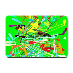 Colorful Painting On A Green Background              Small Doormat by LalyLauraFLM