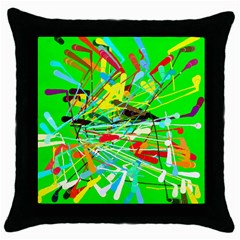 Colorful Painting On A Green Background              Throw Pillow Case (black) by LalyLauraFLM