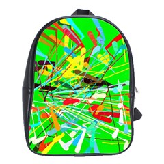 Colorful Painting On A Green Background              School Bag (large)