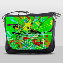 Colorful Painting On A Green Background              Messenger Bag by LalyLauraFLM