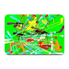 Colorful Painting On A Green Background             Large Bar Mat by LalyLauraFLM