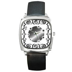 Metal Circle Background Ring Square Metal Watch