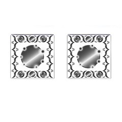 Metal Circle Background Ring Cufflinks (Square)