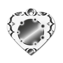 Metal Circle Background Ring Dog Tag Heart (One Side)